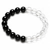 Black Obsidian & Clear Quartz Bracelet — Dark and Light, Side by Side - 8mm BeadsBuddha Tibet