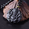 Black Obsidian Ganesha Pendant Necklace — Obstacle Remover & Wealth Guardian - Buddha Tibet xd00106