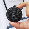 Black Obsidian Ganesha Pendant Necklace — Obstacle Remover & Wealth Guardian - Buddha Tibet xd00106