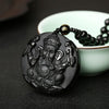 Black Obsidian Ganesha Pendant Necklace — Obstacle Remover & Wealth Guardian - Buddha Tibet xd00106