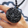 Black Obsidian Ganesha Pendant Necklace — Obstacle Remover & Wealth Guardian - Buddha Tibet xd00106