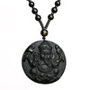 Black Obsidian Ganesha Pendant Necklace — Obstacle Remover & Wealth Guardian - Buddha Tibet xd00106