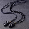 Black Obsidian Pixiu Necklace — Wealth Protection and Personal Feng Shui Charm - Buddha Tibet xd00096