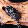 Black Obsidian Pixiu Necklace — Wealth Protection and Personal Feng Shui Charm - Buddha Tibet xd00096