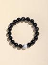 Black Obsidian & White Howlite Couples Bracelet Set — Yin & Yang Distance Bracelets for Two - Buddha Tibet xd00109