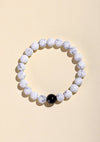 Black Obsidian & White Howlite Couples Bracelet Set — Yin & Yang Distance Bracelets for Two - Buddha Tibet xd00109