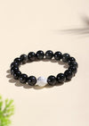 Black Obsidian & White Howlite Couples Bracelet Set — Yin & Yang Distance Bracelets for Two - Buddha Tibet xd00109