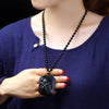 Black Obsidian Wolf Totem Pendant Necklace — Guardian of Strength & Protection - Buddha Tibet xd00111