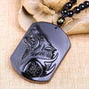 Black Obsidian Wolf Totem Pendant Necklace — Guardian of Strength & Protection - Buddha Tibet xd00111