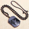 Black Obsidian Wolf Totem Pendant Necklace — Guardian of Strength & Protection - Buddha Tibet xd00111