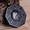 Black Obsidian&Tourmaline Bagua Yin Yang Pendant — Feng Shui Protection Buddha Tibet
