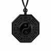 Black Obsidian&Tourmaline Bagua Yin Yang Pendant — Feng Shui Protection Buddha Tibet