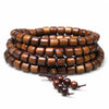 Black Rosewood 108-Bead Mala Bracelet — Natural Wood Prayer Beads in Round, Barrel & Wrap Styles - Barrel-Cut Beads 8mm × 108Buddha Tibet