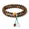 Black Rosewood 108-Bead Mala Bracelet — Natural Wood Prayer Beads in Round, Barrel & Wrap Styles - Double-Wrap 0.6mm with Sandalwood Mantra Beads & Lotus TasselBuddha Tibet