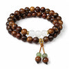 Black Rosewood 108-Bead Mala Bracelet — Natural Wood Prayer Beads in Round, Barrel & Wrap Styles - Double-Wrap 0.8mm with Gold Tassel & Ring AccentBuddha Tibet