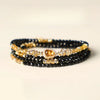 Black Tourmaline & Aquamarine Five Elements Wrap — Bracelet or Necklace, You Decide - EarthBuddha Tibet