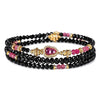 Black Tourmaline & Aquamarine Five Elements Wrap — Bracelet or Necklace, You Decide Buddha Tibet