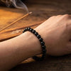 Black Tourmaline Bead Bracelet — Natural Stone Energy Absorber for Protection &amp; Grounding - Buddha Tibet xd00203