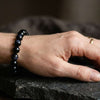 Black Tourmaline Bead Bracelet — Natural Stone Energy Absorber for Protection &amp; Grounding - Buddha Tibet xd00203