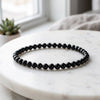 Black Tourmaline Bead Bracelet — Natural Stone Energy Absorber for Protection &amp; Grounding - Buddha Tibet xd00203