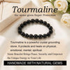 Black Tourmaline Bead Bracelet — Natural Stone Energy Absorber for Protection &amp; Grounding - Buddha Tibet xd00203