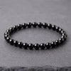 Black Tourmaline Bead Bracelet — Natural Stone Energy Absorber for Protection &amp; Grounding - Buddha Tibet xd00203