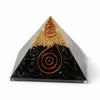 Black Tourmaline Orgone Pyramid - Handmade Crystal Protection Pyramid for Guarding Buddha Tibet