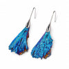 Black Tourmaline Peacock Feather Earrings — Electroplated Crystal Drop Buddha Tibet