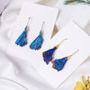 Black Tourmaline Peacock Feather Earrings — Electroplated Crystal Drop - Gold HookBuddha Tibet
