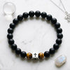Black Tourmaline Tiger Eye Cross Bracelet — Stone &amp; Faith Protection for Everyday Wear - Buddha Tibet xd00202