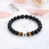 Black Tourmaline Tiger Eye Cross Bracelet — Stone &amp; Faith Protection for Everyday Wear - Buddha Tibet xd00202