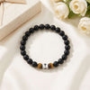 Black Tourmaline Tiger Eye Cross Bracelet — Stone &amp; Faith Protection for Everyday Wear - Buddha Tibet xd00202