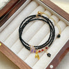 Black Tourmaline Triple-Wrap Bracelet — Three Loops of Dark Stone - Triple-WrapBuddha Tibet