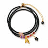 Black Tourmaline Triple-Wrap Bracelet — Three Loops of Dark Stone Buddha Tibet
