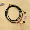 Black Tourmaline Triple-Wrap Bracelet — Three Loops of Dark Stone - Triple-WrapBuddha Tibet