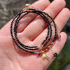 Black Tourmaline Triple-Wrap Bracelet — Three Loops of Dark Stone - Triple-WrapBuddha Tibet