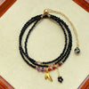 Black Tourmaline Triple-Wrap Bracelet — Three Loops of Dark Stone - Triple-WrapBuddha Tibet