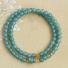 Blue Jade Double-Wrap Gourd Bracelet — Two Loops, One Stone - 6mm BeadsBuddha Tibet