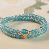 Blue Jade Double-Wrap Gourd Bracelet — Two Loops, One Stone - 6mm BeadsBuddha Tibet