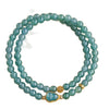 Blue Jade Double-Wrap Gourd Bracelet — Two Loops, One Stone - 6mm BeadsBuddha Tibet