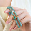 Blue Jade Double-Wrap Gourd Bracelet — Two Loops, One Stone - 6mm BeadsBuddha Tibet