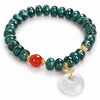 Blue Jade Peace Buckle Bracelet — Round or Flat Beads, One Meaning - Flat Counting BeadsBuddha Tibet
