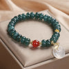 Blue Jade Peace Buckle Bracelet — Round or Flat Beads, One Meaning - Round BeadsBuddha Tibet