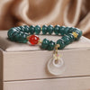 Blue Jade Peace Buckle Bracelet — Round or Flat Beads, One Meaning - Round BeadsBuddha Tibet