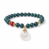 Blue Jade Peace Buckle Bracelet — Round or Flat Beads, One Meaning Buddha Tibet
