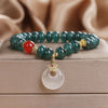 Blue Jade Peace Buckle Bracelet — Round or Flat Beads, One Meaning - Round BeadsBuddha Tibet