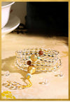 Yellow Jambhala 108-Bead White Crystal Mala Bracelet — Clear Quartz & Sandalwood for Wealth Practice Buddha Tibet