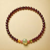Garnet & Hetian Jade Bracelet — Lucky Charm Bead Bracelet for Wealth & Protection - Hetian Jade GourdBuddha Tibet
