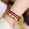Layered Garnet & Chalcedony Bracelet Stack — Multi - Stone Bead Set for Protection & Calm - Three - Layer Garnet Peace ClaspBuddha Tibet