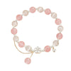Cat's Eye & Pink Crystal Bell Tassel Bracelet — Delicate Charm Bracelet for Love & Positivity Buddha Tibet
